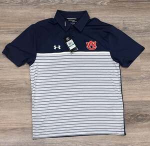 Under Armour The Playoff Polo Size Large Auburn Tigers Striped Golf Shirt